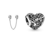 Pandora Abalorio 792057CZ-05 Mujer Cadena Seguridad Logo Charm 798571C00 Plata Mujer Corazón Familiar