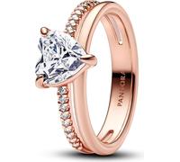 Pandora anneau double bande coeur zirconium doré rose 183100C01 Gr. 54