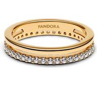Pandora Anneau Femme Double bande Zirconia Pavé Doré 163799C01 Gr. 56