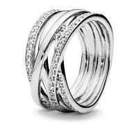 Pandora Anneaux Intertwined Ring with Shiny and Polished Lines 190919CZ