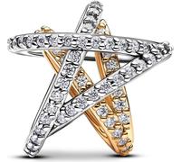 Pandora Argent sterling et plaqué or 14k mélange unique de métaux Zircon cubique clair 763590C01 Anhänger