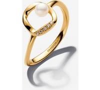 Pandora Bague pour femme avec petite perle dorée 163831C01, 52/16,6, Argent sterling, Perle