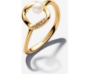 Pandora Bague Cercle Pavé de Forme Organique & Perle de Culture d'Eau Douce Traitée - Sz. 54 54