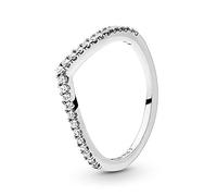 Pandora Bague chevron Vœu Scintillant en argent sterling avec zircones cubiques transparentes, taille 48