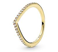 Pandora Bague chevron Vœu Scintillant en métal plaqué or 14 carats avec zircones cubiques transparentes, taille 58