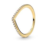 Pandora Bague chevron Vœu Scintillant en métal plaqué or 14 carats avec zircones cubiques transparentes, taille 62