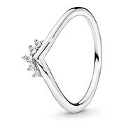 Pandora Bague chevron Vœu Tiare en argent sterling avec zircones cubiques transparentes