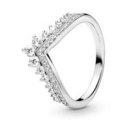 Pandora Bague chevron Vœu Tiare Princesse en argent sterling avec zircones cubiques transparentes