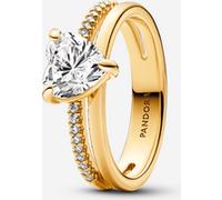 Pandora Bague Cœur Anneau Double Métal doré à l'Or 14 carats 58