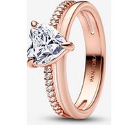 Pandora Bague Cœur Anneau Double Métal doré à l'Or Rose 14 carats 58