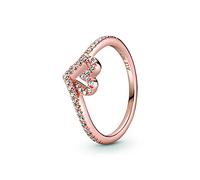 Pandora Bague Cœur Chevron Scintillante en métal plaqué or rose 14 carats avec zircones cubiques transparentes, taille 50