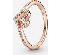 Pandora Bague Cœur Chevron Scintillante Métal doré à l'Or Rose 14 carats 50