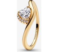 PANDORA Bague pour femme avec cœur ondulé doré 163660C01, 54/17,2, Argent sterling, Zircone cubique