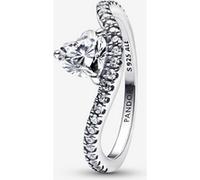 PANDORA 193661C01 Bague pour Femme avec pavé ondulé cœur en Argent, 58/18,5, Argent Sterling, Zircone cubique