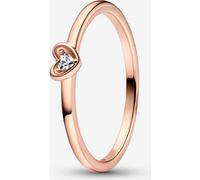 Pandora Moments Bague Cœur Rayonnant en métal plaqué or rose 14 carats avec zircones cubiques transparentes, taille 58