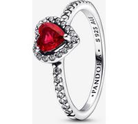 Pandora Timeless Bague Cœur en argent sterling avec cristal rouge cerise et zircones cubiques transparentes, taille 52