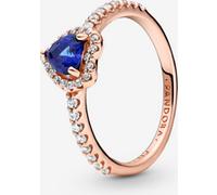Pandora Bague Cœur Surélevé Bleu Scintillant Métal doré à l'Or Rose 14 carats - Sz. 50 50