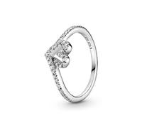 Pandora Bague Cœur Vœu Scintillant en argent sterling avec zircones cubiques transparentes, taille 56