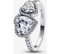 Pandora Bague Cœurs Halo Scintillant Argent Massif 54