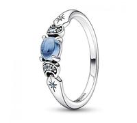 Pandora Bague Disney Aladdin Jasmine en argent sterling avec cristal bleu glacé et cristal bleu clair de lune, taille 50