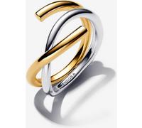 Pandora Bague Double Bicolore de Forme Organique 52