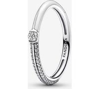 Pandora ME Bague pavé et blanche en argent sterling avec émail blanc et zircones cubiques transparentes, taille 58