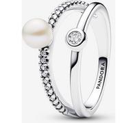Pandora Bague Double Perle de Culture d'Eau Douce Traitée & Pavé 54