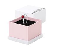 Pandora Bague Cœur Rouge Surélevé – Argent sterling, cristal rouge cerise et zircones – Taille 58