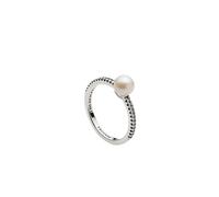 Pandora - Bague en argent sterling avec perle de culture d'eau douce traitée blanche et zircone cubique transparente - Femme - Accessoires - Gris - Taille: 50 MM