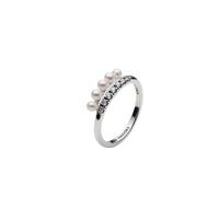 Pandora - Bague Entrelacée Perles d'Eau Douce Traitées et Pavé - Femme - Accessoires - Blanc - Taille: 52 MM