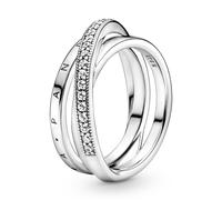 Pandora Bague Femme Argent Trois Fois Entrelacée Pavé Rails 199057C01
