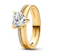 Pandora Bague Femme Double Jonc Cœur Doré 4 mm Valentinstag 163100C01