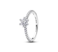 PANDORA Bague fleur scintillante en argent sterling 925 avec zircone cubique, bague pour femme avec fleur surélevée et pavé, bague de déclaration élégante, taille : 58, 194499C01-58