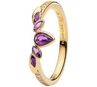 Disney Frozen Anna 14k Gold-Plated Ring with Violet Purple Crystal and Clear Cubic Zirconia