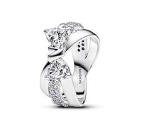 PANDORA Bague pour femme avec nœud scintillant croisé en argent 193553C01, 52/16,6, Argent sterling, Zircone cubique