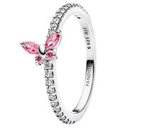 Pandora Bague pour Femme en Argent avec Papillon Scintillant Rose 194269C02, 58/18,5, Argent Sterling, Zircon cubique Cristal