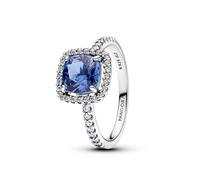 PANDORA Bague pour femme en argent carré scintillant bleu auréole 193550C01, 58/18,5, Argent sterling, Cristal