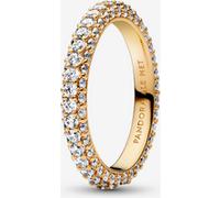 Pandora Timeless Bague Rang Pavée en métal plaqué or 14 carats avec zircones cubiques transparentes, taille 48