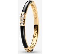 Pandora Bague Résine Façon Émail Noire & Pierres 60