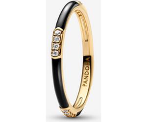 Pandora Bague Résine Façon Émail Noire & Pierres 64