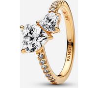 Pandora Bague Timeless Cœur double scintillante plaqué or 14 carats zircones transparentes Taille 56