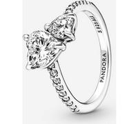 Pandora Timeless Bague Solitaire scintillante Cœur en argent sterling avec zircones cubiques transparentes, taille 48