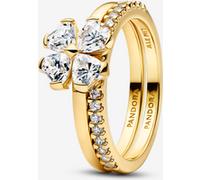 Pandora Bague Séparable Trèfle à Quatre Feuilles Scintillantes Dorée 56