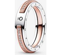 Pandora Signature Bague Logo bicolore Pavé, taille 48