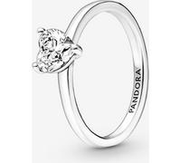 Pandora Timeless Bague Solitaire scintillante Cœur en argent sterling avec zircones cubiques transparentes, taille 60