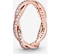 Pandora Timeless Bague Torsades en métal plaqué or rose 14 carats avec zircones cubiques transparentes, taille 58