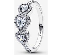 Pandora Bague Femme Argent Halo Cœur Trilogie 194413C01, 56/17,8, Argent Sterling, Zircon cubique