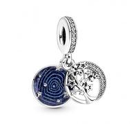 Pandora Boucles d'oreilles pendantes Cercle et Carré Argent sterling Zircones cubiques
