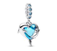 Pandora Bijou Argent Charm pendentif Dauphins En Verre De Murano Bleu 793924C01