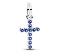 PANDORA Bijou Charm Pendentif Croix Argent Avec Pierres Bleues 794063C01